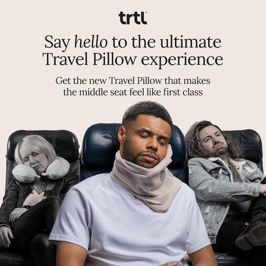 Trtl Travel Pillow Original 2.0 – Scientifically Proven Super Soft Travel Pillow with Premium Head & Neck Support – for Airplane Travel – Machine Washable – Lightweight & Compact – Sand Beige