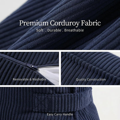 Pat. Pend. Corduroy Lumbar Support Back Pillow for Watching TV, Reading & Gaming, Ergonomic Triangle Support Cushion for Sofa, Armchair & Bed Sitting, Removable Washable Cover, Beige Gray