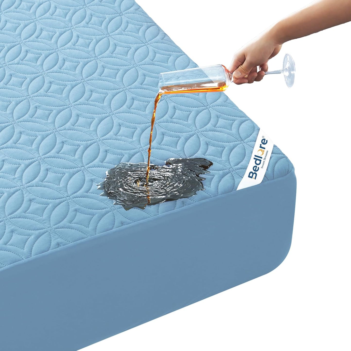 BEDLORE Waterproof Mattress Protector, King Size Mattress Pad with Deep Pocket 6"-18" Depth, Soft Noiseless Dirt-Proof Bed Mattress Cover Washable for Home, Bedroom, Hotel (Gray)
