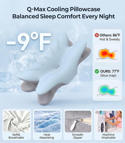 Cervical Neck Pillow for Pain Relief, Bed Pillows for Sleeping, Ergonomic Cooling Pillow, Orthopedic Contour Pillow for Side Back Stomach Sleepers,Neck Support Memory Foam Pillows with Pillow Covers