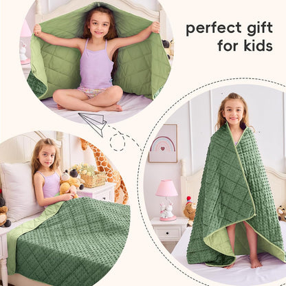 yescool Weighted Lap Pad 2 lb Blue Small Lap Blanket, Weighted Lap Blanket Cooling Heating Weighted Throw Blankets, Minky Blankets Gifts for Travel Outdoor Indoor, 20 * 30in