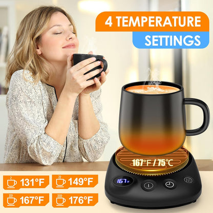 Coffee Mug Warmer - Fastest Heating & Highest Temperature, Coffee Cup Warmer for Desk Auto Shut Off, 4 Temp Settings & 1-12H Timer, Smart Electric Beverage Warmer for Coffee, Tea (Blue)