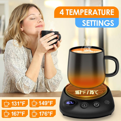 Coffee Mug Warmer - Fastest Heating & Highest Temperature, Coffee Cup Warmer for Desk Auto Shut Off, 4 Temp Settings & 1-12H Timer, Smart Electric Beverage Warmer for Coffee, Tea (Blue)