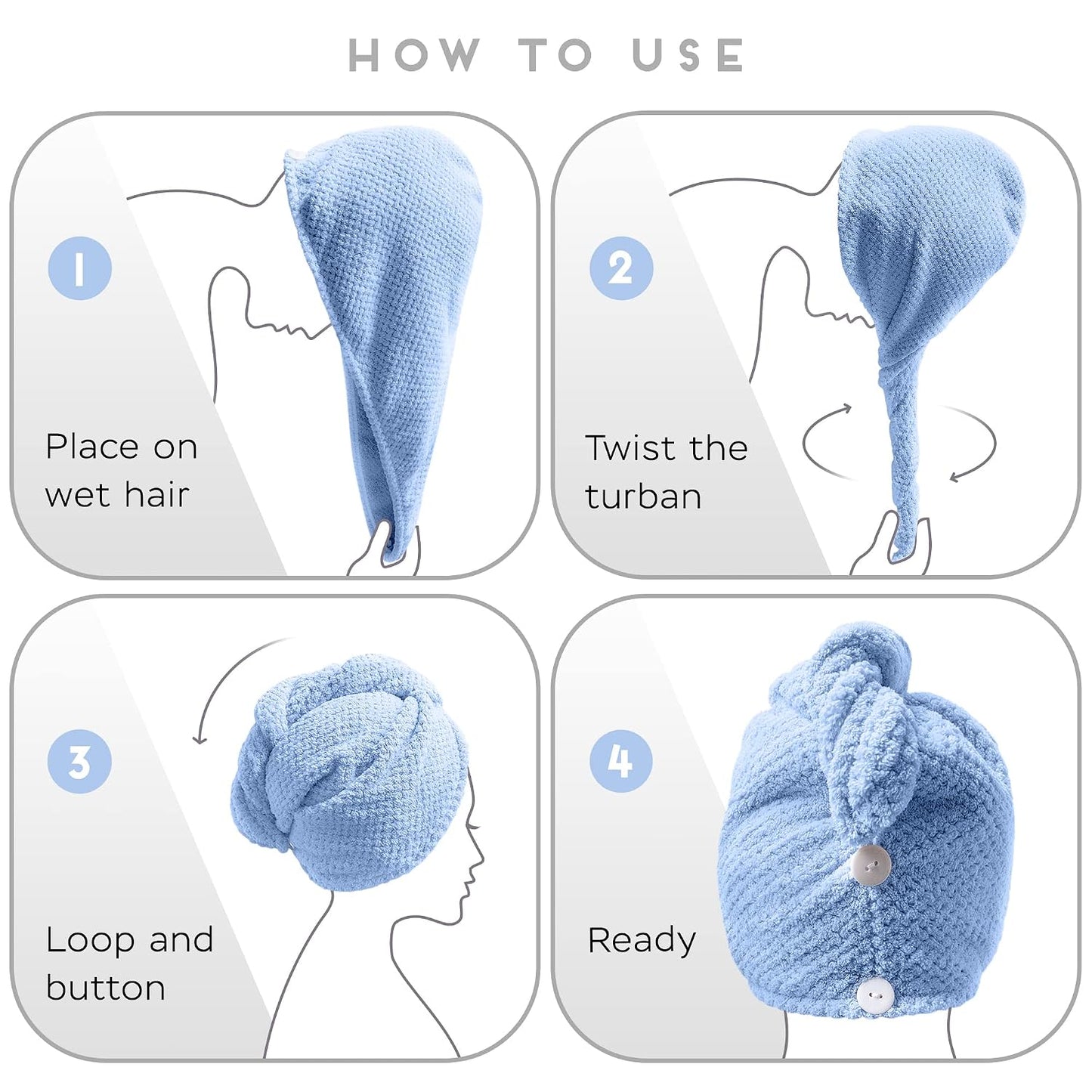SimpleField 2 Pack Microfiber Hair Towel Wrap for Women, Anti Frizz Quick Drying Hair Turban for All Hair Style, Absorbent and Lightweight (Beige)
