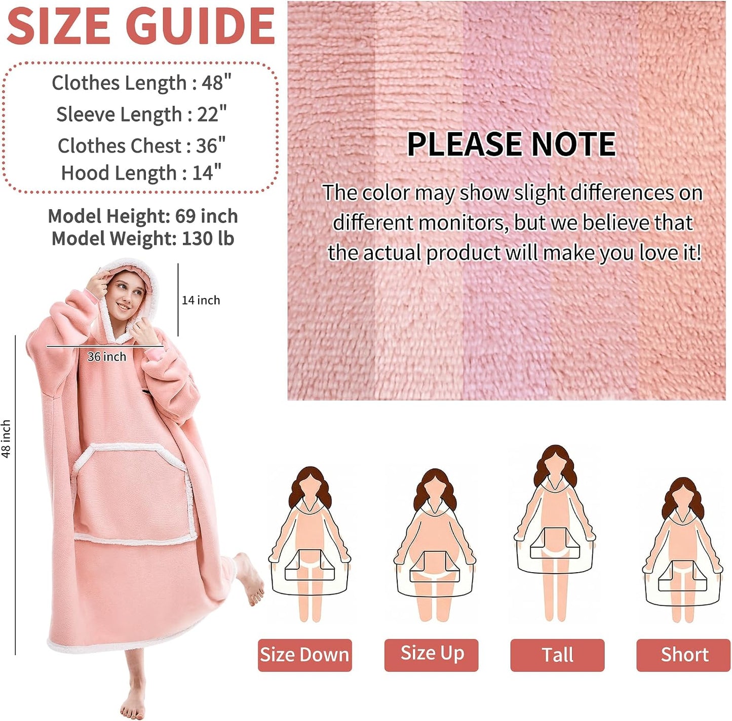 IFNOW Wearable Blanket Hoodie, Oversized Sherpa Fleece Hooded Blanket Sweatshirt with Eye Mask and Pocket, Comfy Long Flannel Blanket for Adults Men,Gifts for Women Mom Girlfriend,MoonFace