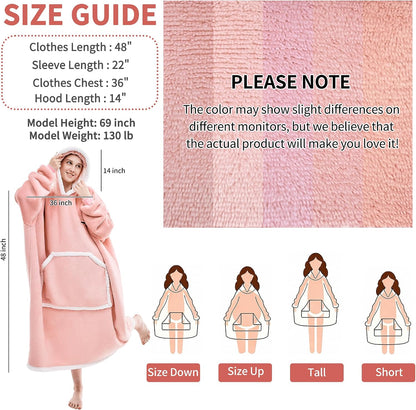 IFNOW Wearable Blanket Hoodie, Oversized Sherpa Fleece Hooded Blanket Sweatshirt with Eye Mask and Pocket, Comfy Long Flannel Blanket for Adults Men,Gifts for Women Mom Girlfriend,MoonFace