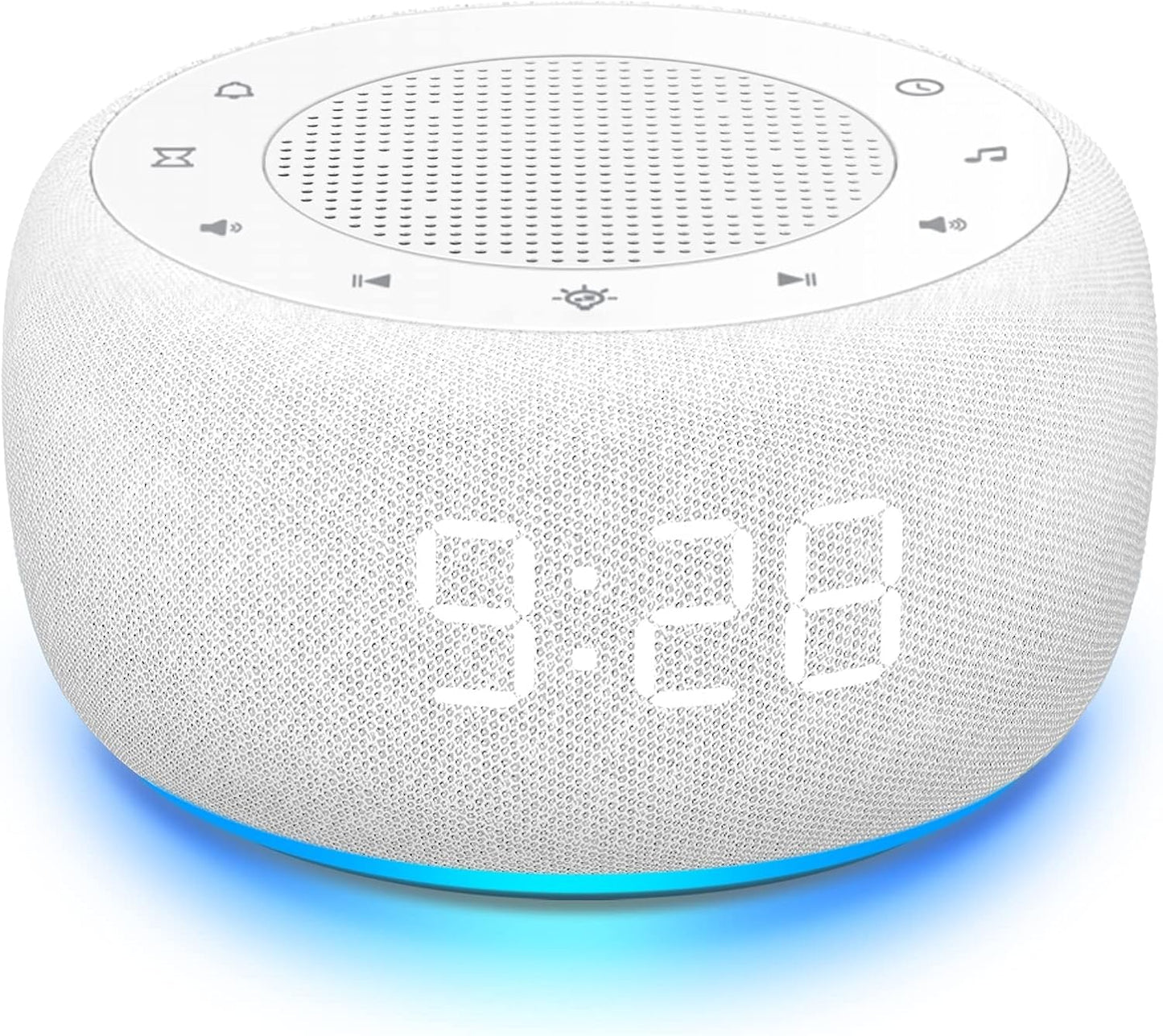 Buffbee Alarm Clock with Sound Machine for Bedrooms – 2-in-1 White Noise Machine for Sleep, Gentle Wake-Up with Soft Alarm Sounds, Ambient Night Light, Plug-in, Sleep Better, Wake Gently