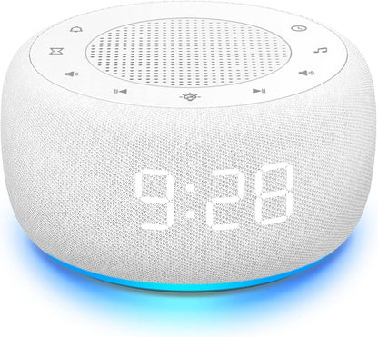 Buffbee Alarm Clock with Sound Machine for Bedrooms – 2-in-1 White Noise Machine for Sleep, Gentle Wake-Up with Soft Alarm Sounds, Ambient Night Light, Plug-in, Sleep Better, Wake Gently