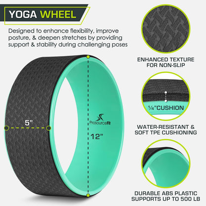ProsourceFit Yoga Wheel Prop 12” for Improving Yoga Poses, Backbends, Flexibility, Balance, Stretching, Relaxation
