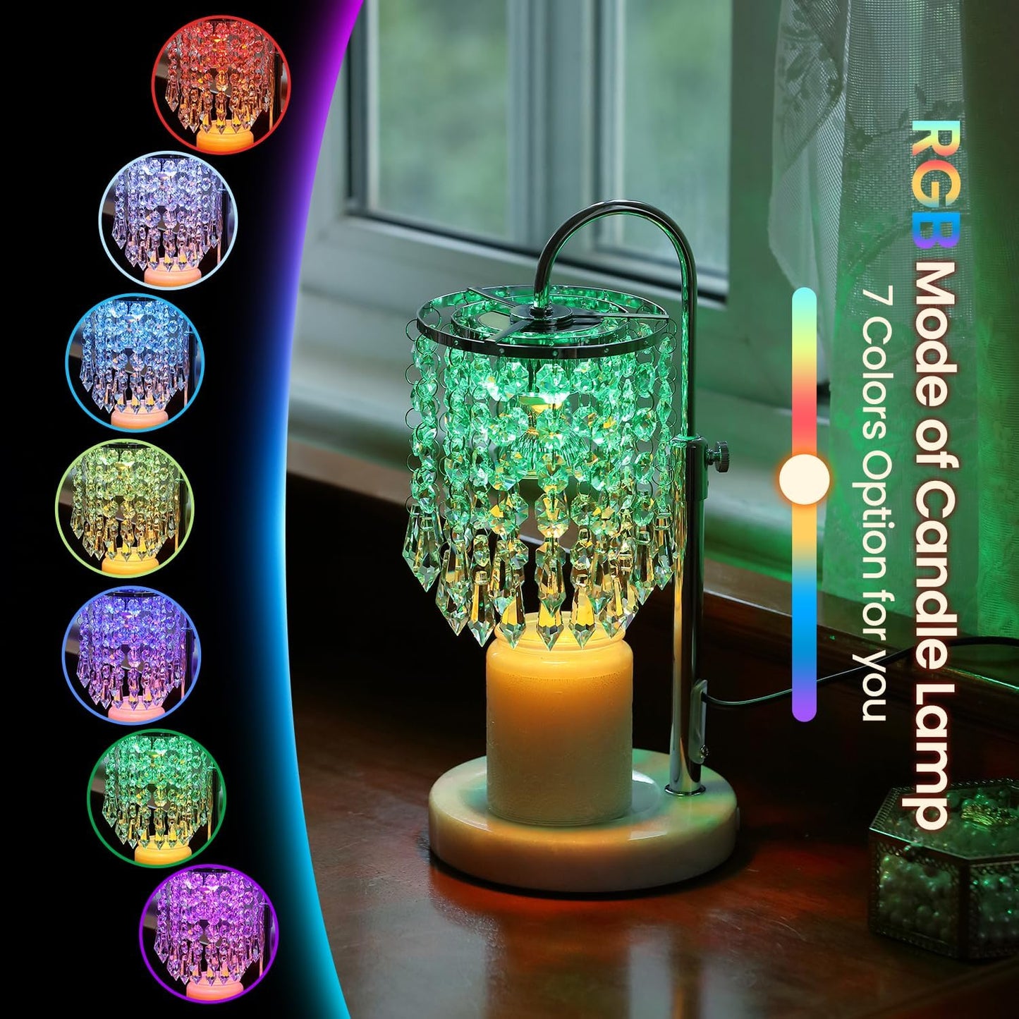 Candle Warmer Lamp with Timer Dimmer and 3 Bulbs, Lamp Candle Warmer with Marble Base,Wax Melt Warmer for Jar Candles, Birthday Gifts for Women Mom, House Warming Gifts New Home Decor (RGB-Black)