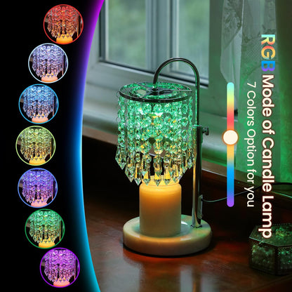 Candle Warmer Lamp with Timer Dimmer and 3 Bulbs, Lamp Candle Warmer with Marble Base,Wax Melt Warmer for Jar Candles, Birthday Gifts for Women Mom, House Warming Gifts New Home Decor (RGB-Black)