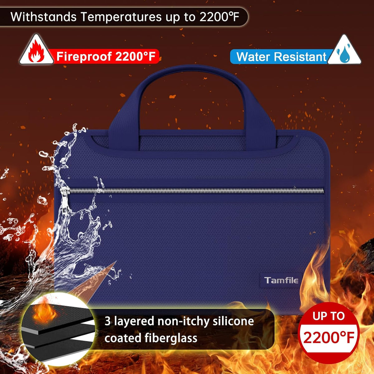 Tamfile Fireproof Accordion File Folder with Handle, Document Organizer