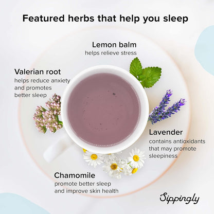 Sippingly Night Time Tea Sampler – 40 Herbal Teas – 10 Flavors from Top Brands – Chamomile, Lavender, Passionflower – Perfect Relaxation & Calm Support – Ideal Wellness Gift – Kosher, Gluten-Free