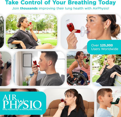 AirPhysio | Drug-Free Portable Breathing Trainer Device for Lungs | Breathe Better, Improve Lung Health & Mucus Clearance | Average Lung Capacity Device | Made in Australia