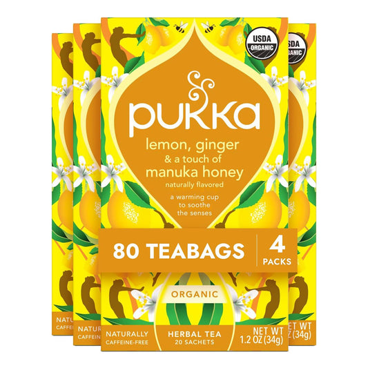 Pukka Organic Lemon, Ginger & Manuka Honey Herbal Tea, 80 Bags