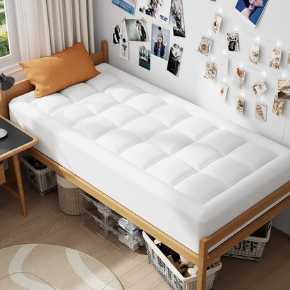 ELEMUSE Twin XL Dorm Dual Layer 3 Inch Memory Foam Mattress Topper for College, Dorm Room Essentials, 2 Inch Cooling Gel Foam and 1 Inch Soft Pillow Top Bed Pad,Back to School Comfortable Support