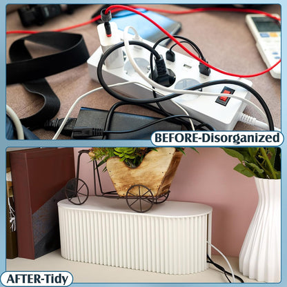 2 Pcs Cable Management Box, Fits Most Power Sockets, 11.8x5.1x4.3 in