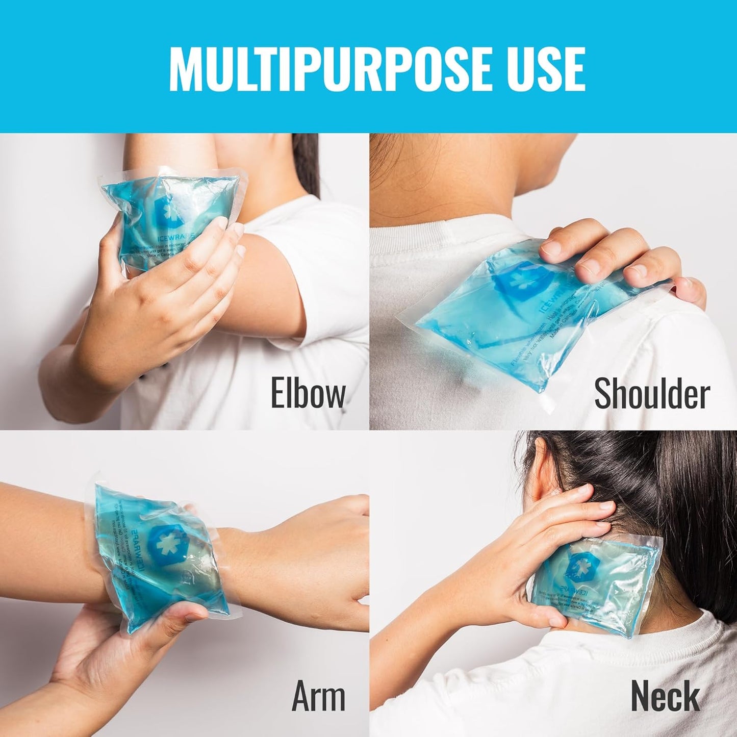 ICEWRAPS Hot & Cold Ice Packs, 3 x 5 in Soft Reusable Gel Packs for Injuries, Headaches, Joints, and Fever Relief, Puncture-Proof Material, 6 Pack, FSA-HSA Eligible