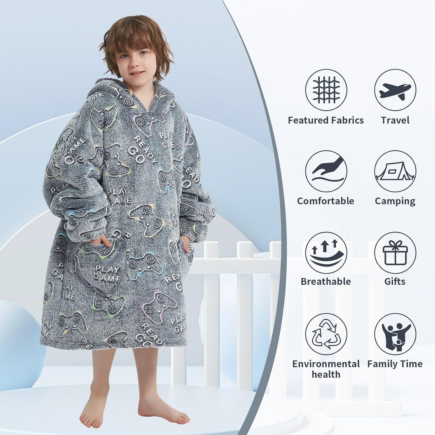 Fiosnow Glow in the Dark Unicorn Blanket Hoodies for Kids 6-13YR Oversize Wearable Blanket Hoodies for Boys Girls Teens