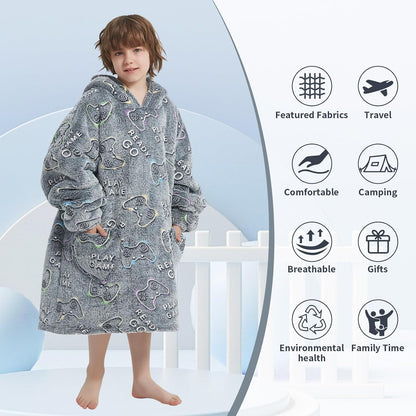 Fiosnow Glow in the Dark Unicorn Blanket Hoodies for Kids 6-13YR Oversize Wearable Blanket Hoodies for Boys Girls Teens