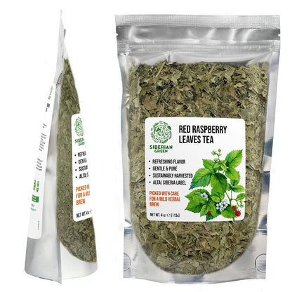 Siberian Green Wild Harvested Red Raspberry Leaves Tea 113g (4 oz) - Mild Sweet Flavor Tea Rubus idaeus Herbal Botanical