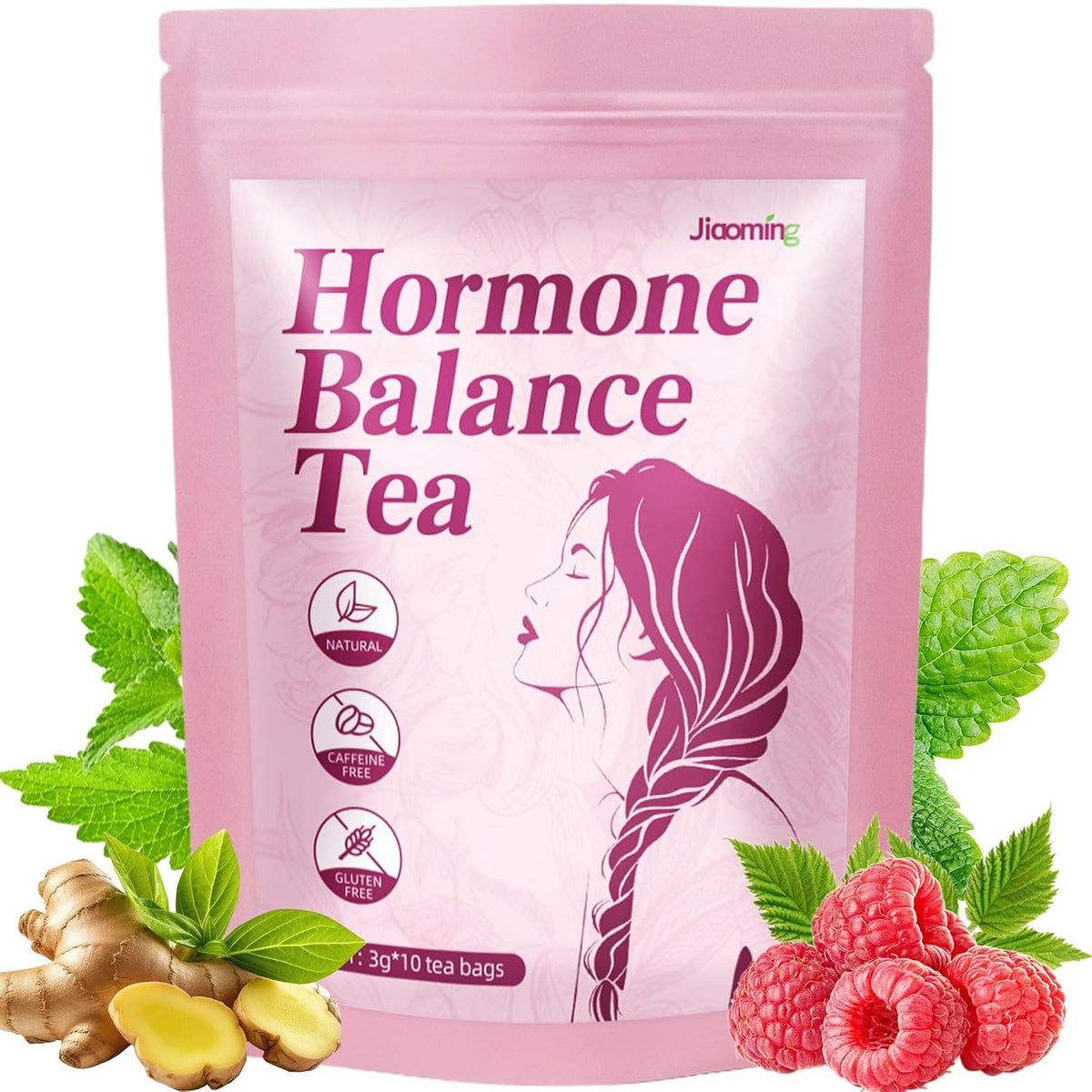 Jiaoming Hormone Balance Herbal Tea for Women Regulate Healthy Cycle, With Natural Peppermint,Ginger,Raspberry,Nettle Leaves, Female Care Support