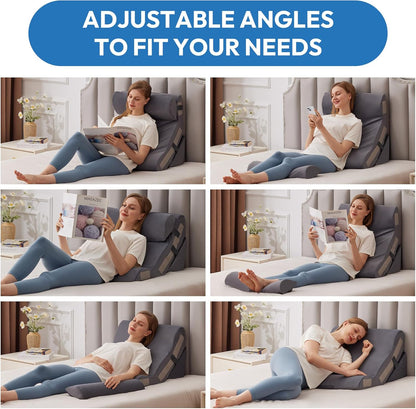 Ahpmeoa 3PCS Wedge Pillow Set for After Surgery, Back Pillow for Bed Sitting up, 10-in-1 Foam Wedge Pillow for Acid Reflux & Back Pain Relief, Post Surgery Pillow for GERD & Snoring, White