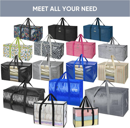 BALEINE Oversized Moving Bags with Reinforced Handles, Heavy-Duty Storage Tote for Clothes, Moving Supplies (Clear)