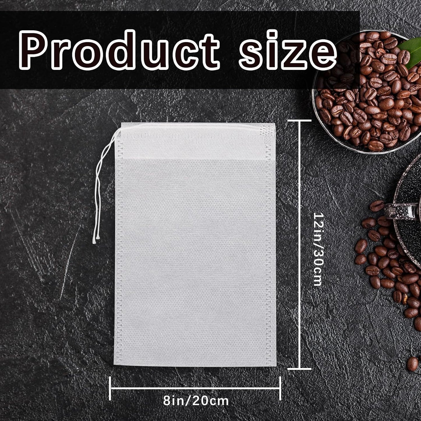150 Pcs Cold Brew Bags 4x6 inch, No Mess Disposable Cold Brew Coffee Filter Pouches with Drawstring Large Empty Tea Bag for Loose Leaf Tea, Iced Coffee, Herbs, Spice, Home brewing, Hot pot