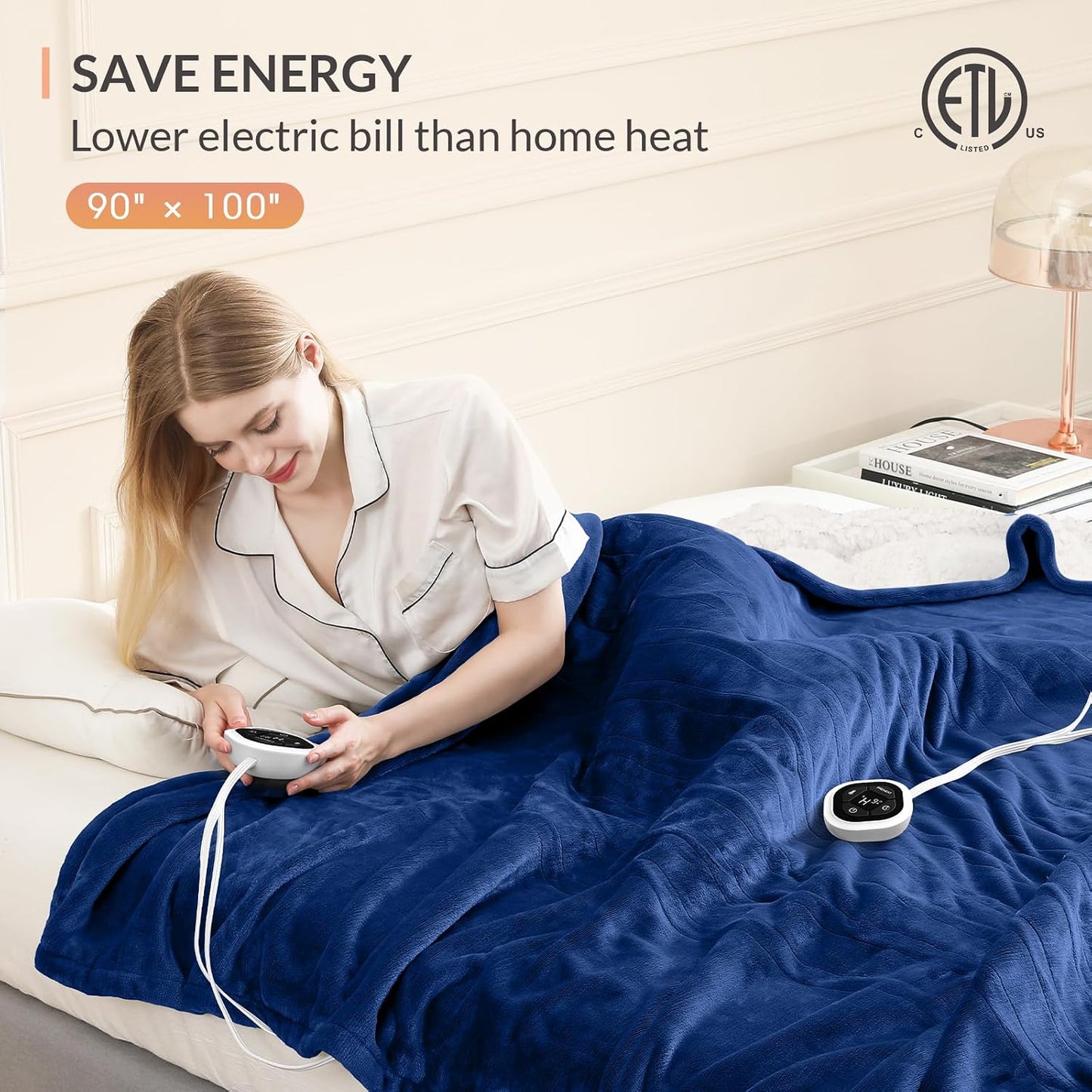 HOMLYNS LuxeHeat Heated Blanket Electric Blanket, Soft Flannel Sherpa Heated Throw, Heating Blanket with 5 Heat Settings, 3 hrs Timer Auto Shut Off (50x60 inches, Purple), Only for 120V Voltage Use