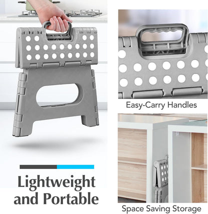Handy Laundry Folding Step Stool - Sturdy Enough Collapsible Stool to Support Adults - Opens Easy with One Flip - Great for Kitchen, Bathroom or Bedroom (Black - 9 Inch)