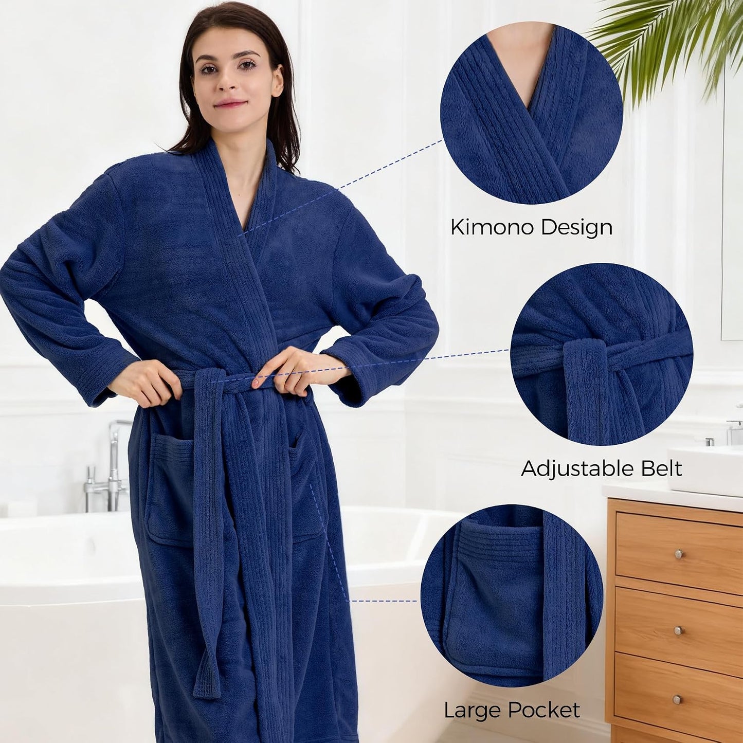 PJGGZ Towel Robe for Women – Soft Absorbent Kimono Bathrobe, Quick-Dry Spa Shower & Hotel Use