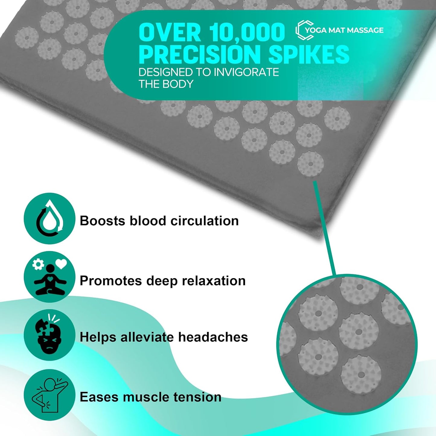 Sivan Health and Fitness Acupressure Mat and Pillow Set - Grounding Mat for Stress, Back & Neck Pain - Acupuncture Point Massage Mat for Muscle Relaxation, Sciatica, & Meditation - Includes Carry Bag