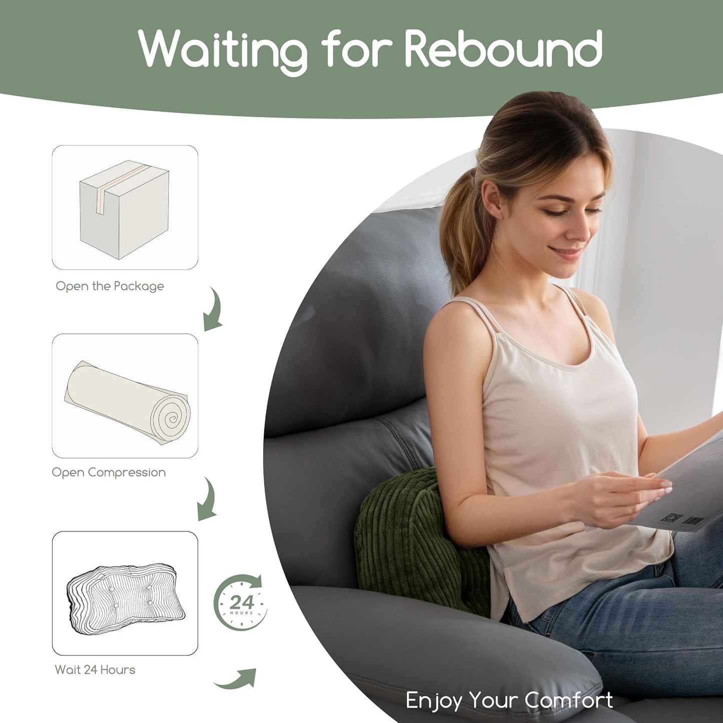 HIGOGOGO Lumbar Support Pillow for Recliner Chair/Accent Chair/Couch/Office Chair, Tufted Corduroy Back Support Cushion for Elderly, Recliner Cushions for Back Rest, Pain Relief, Reading, Brown