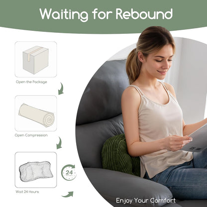 HIGOGOGO Lumbar Support Pillow for Recliner Chair/Accent Chair/Couch/Office Chair, Tufted Corduroy Back Support Cushion for Elderly, Recliner Cushions for Back Rest, Pain Relief, Reading, Brown