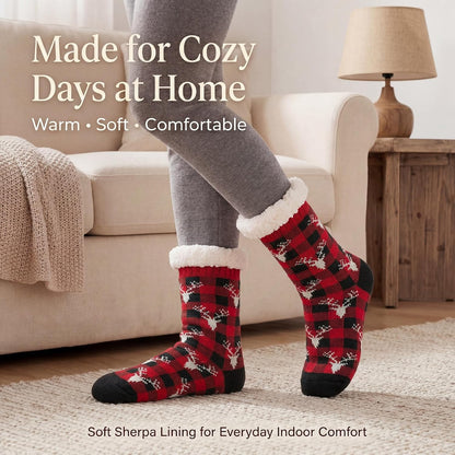 Cozylook Fuzzy Slipper Socks for Women with Grips Warm Cozy Soft Non-Slip Winter Socks Cozy Gift Idea