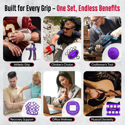 FitBeast Grip Strength Trainer, Hand Gripper Strengthener Kit - 6 Pack with Adjustable Resistance Forearm Strengthener, Forearm Exerciser and Massage Balls for Hand Therapy, Grip Training