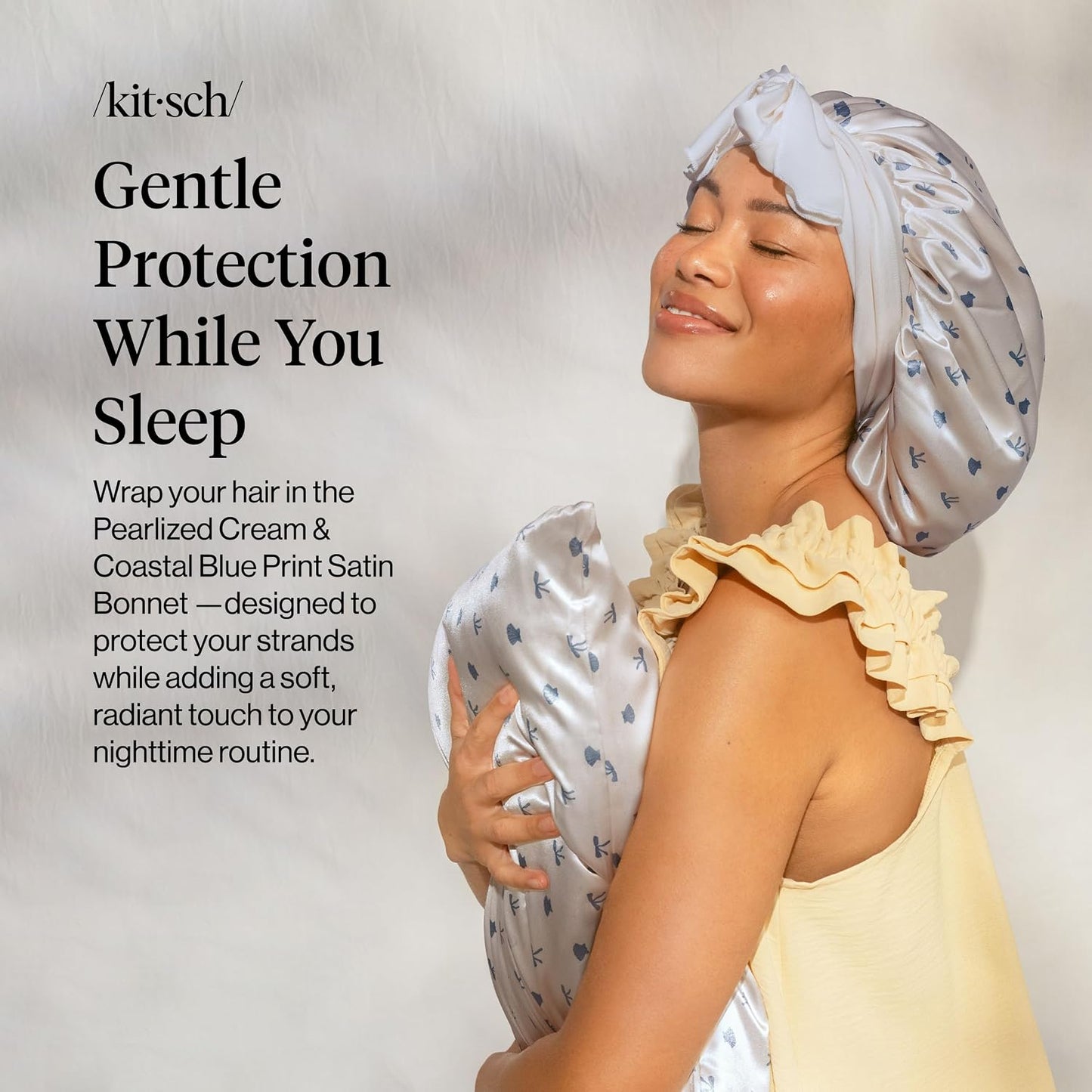Kitsch XL Satin Bonnet for Sleeping - Softer Than Silk Bonnet For Sleeping Women - Secure Fit, Adjustable, Night Cap For Curly & Textured Hair - Prevents Breakage, Tangles & Thinning - Blush