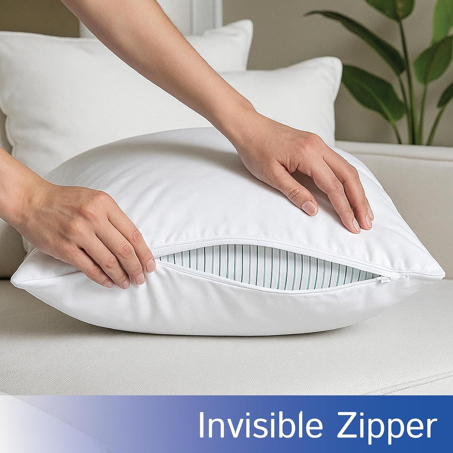 Four Seasons Essentials Standard Pillow Protectors (Set of 2) – Zippered Waterproof Pillow Covers Hypoallergenic Dust Proof Pillowcase Encasement Cover
