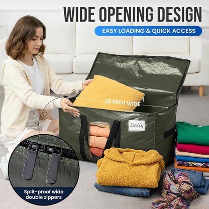 TAILI Blue Extra Large Moving Bags,Storage Bags with Visible Window
