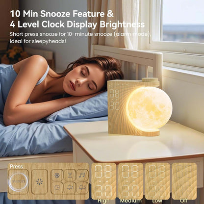 Sunrise Alarm Clocks for Heavy Sleepers,Night Lamp Clocks for Bedrooms with Moon Light,10 Light Effects,30/60/90 Timer,10 Sleep Nature Sounds,15 Ringtones,12 Volume Control with Snooze Function