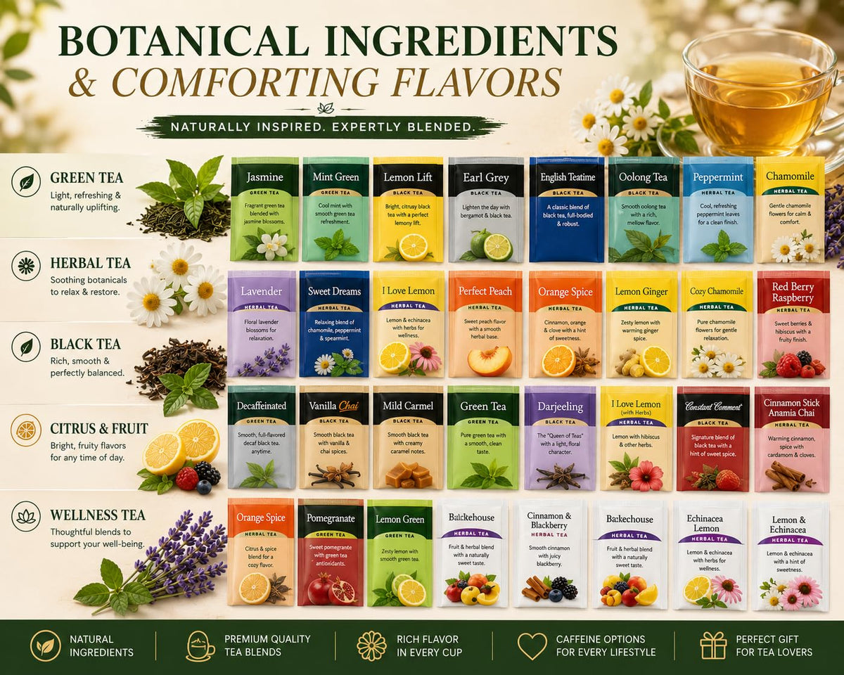 Generic Perfect Tea 48 Variety Pack Sampler Assorted Tea Bags | Black, Green, Decaf & Herbal Teas | Tea Gift Set, Office Breakroom (24)