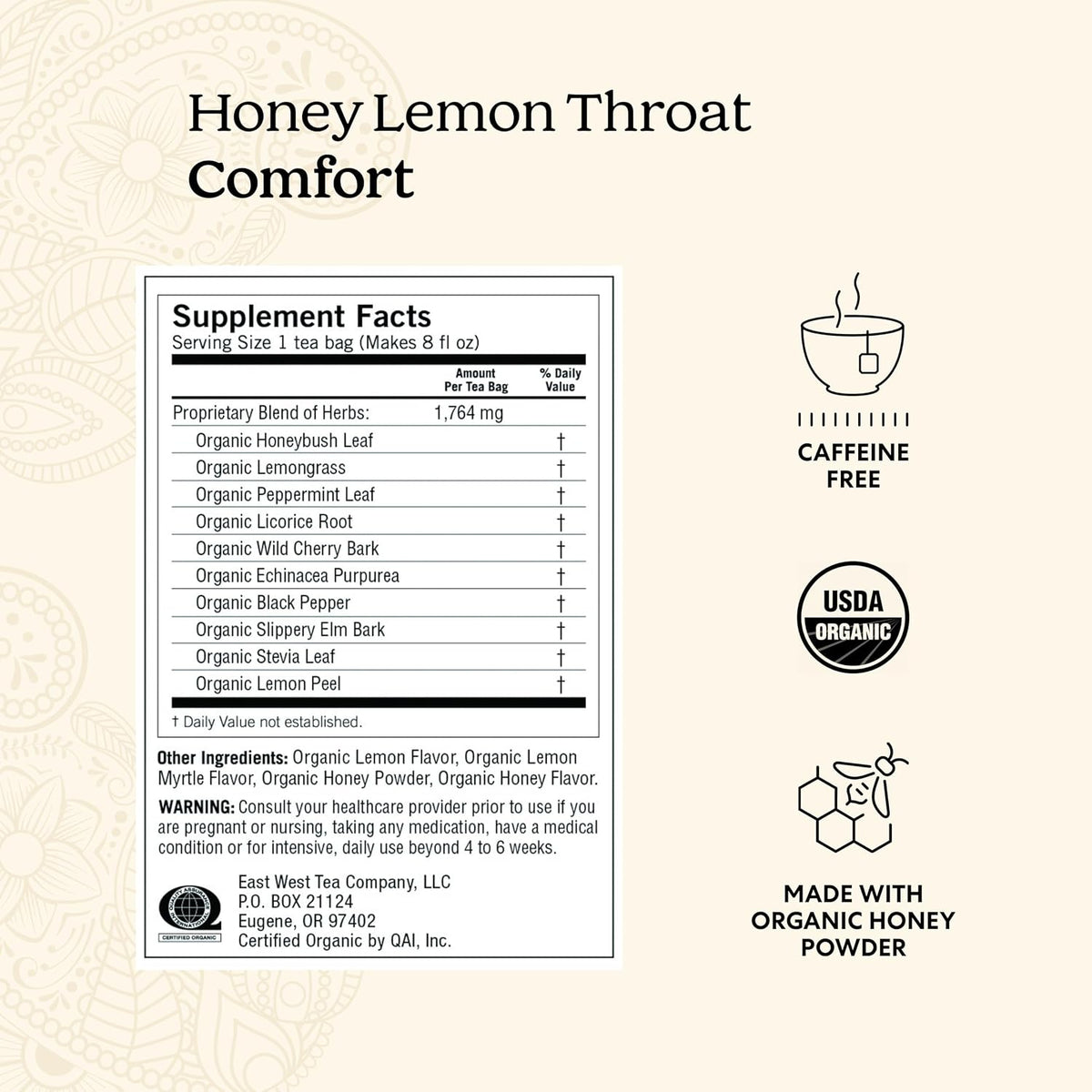 Yogi Honey Lemon Throat Comfort Tea, 16 Tea Bags (4 Pack)