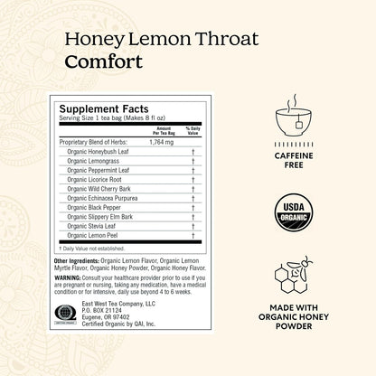 Yogi Honey Lemon Throat Comfort Tea, 16 Tea Bags (4 Pack)