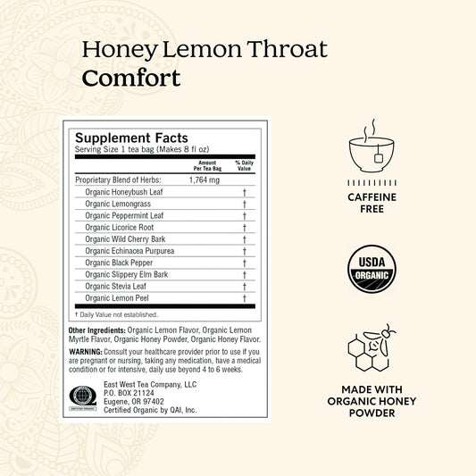 Yogi Honey Lemon Throat Comfort Tea, 16 Tea Bags (4 Pack)