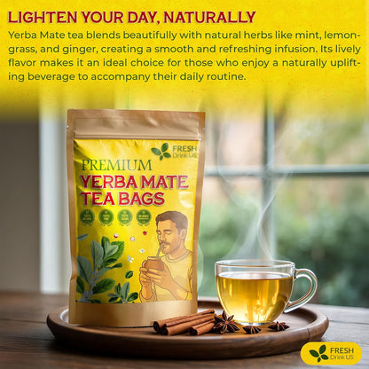 FreshDrinkUS, Yerba Mate Tea Bags | 120 Tea Bags | Traditional South American Herbal Tea – Smooth & Refreshing Flavor – Premium Quality, Sustainably Sourced. Vegan.