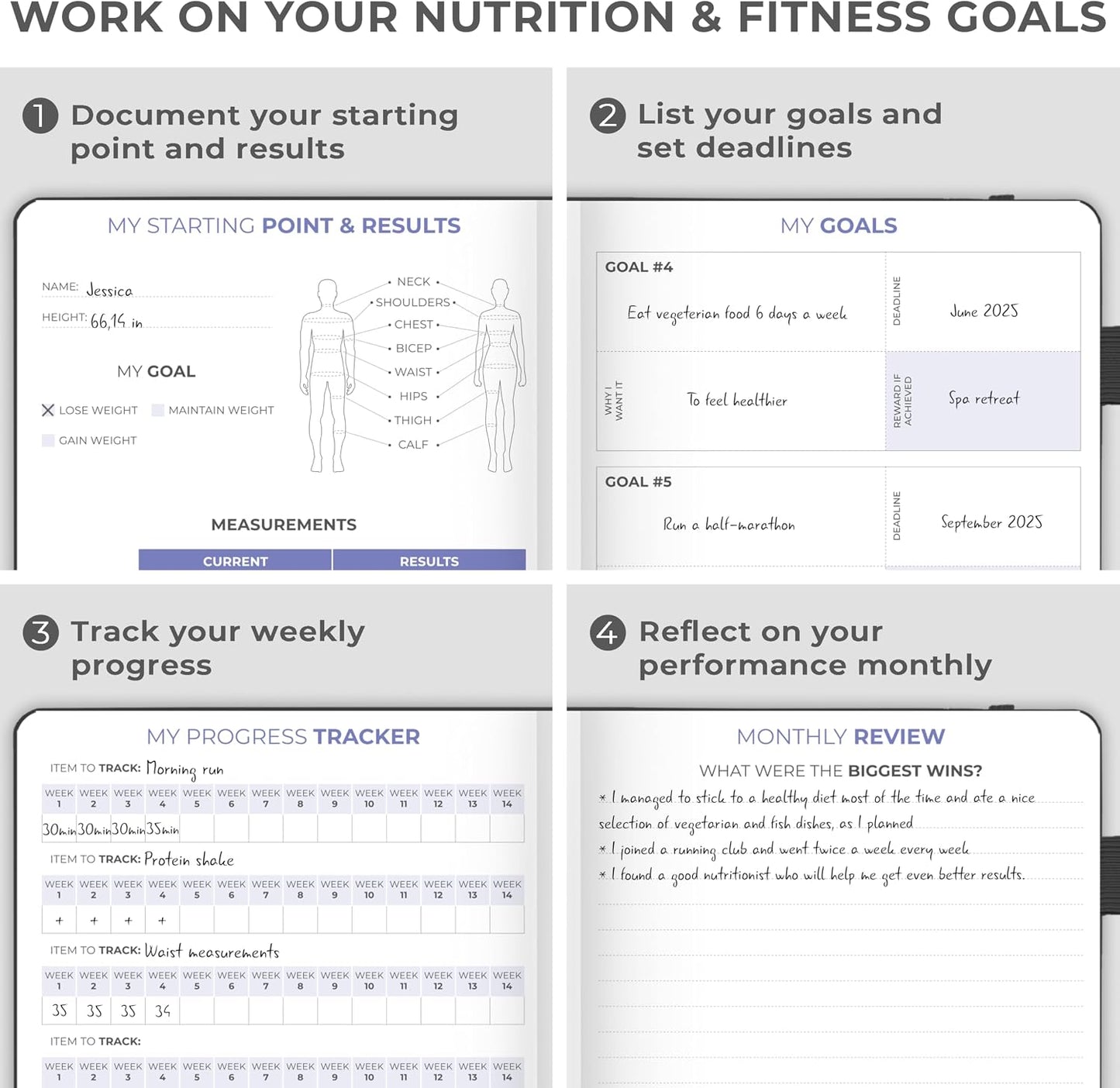 Clever Fox Fitness & Food Journal – Nutrition & Workout Planner for Women & Men – Diet & Gym Exercise Log Book with Calendars, Diet & Training Trackers - Undated, A5 Size, Hardcover (Forest Green)