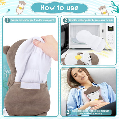 Microwave Heating Pad for Period Cramps,Otter Microwavable Heating Pad for Shoulder Neck Back Knee Pain Relief with Lavender Scented,Cute Otter Plush Toys Heat Pack for Women Kids Birthday