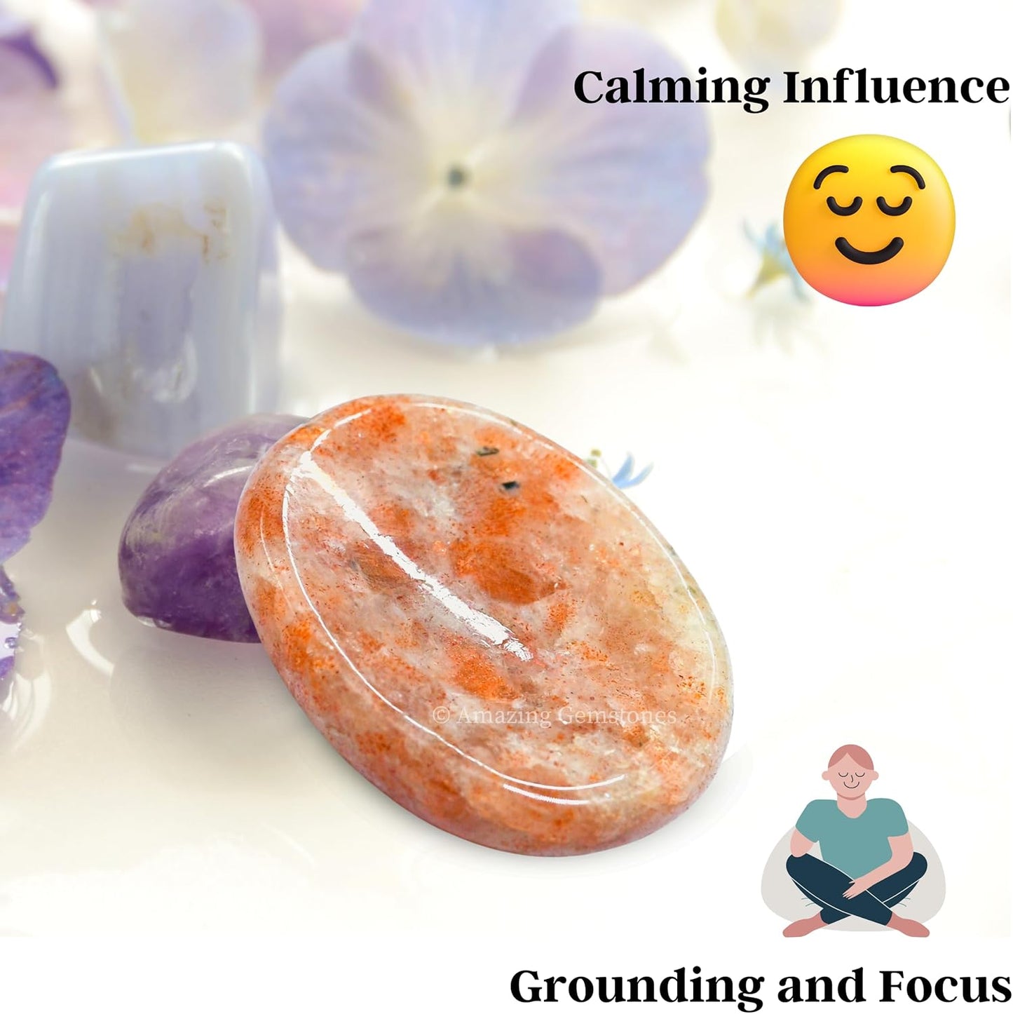 Amazing Gemstone Labradorite Thumb Worry Stone, Anxiety Stone, Healing Crystals - Piedra Crystal Fidget for Gift, Meditation, Calming, Relaxation, Stress Relief - Colors A