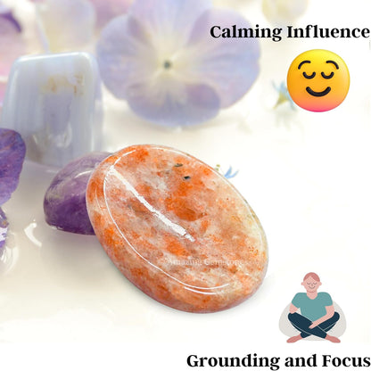 Amazing Gemstone Labradorite Thumb Worry Stone, Anxiety Stone, Healing Crystals - Piedra Crystal Fidget for Gift, Meditation, Calming, Relaxation, Stress Relief - Colors A